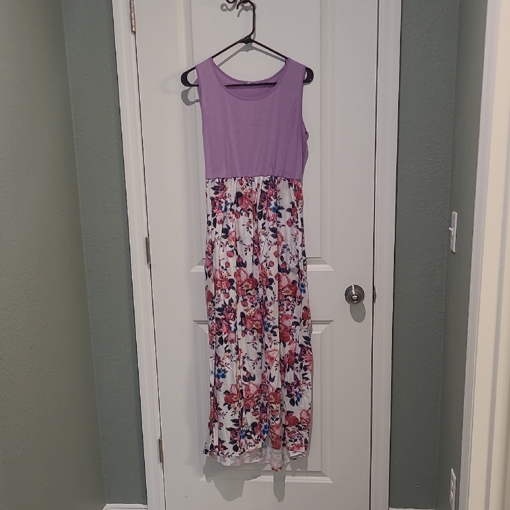 Purple and Floral Maxi Dress